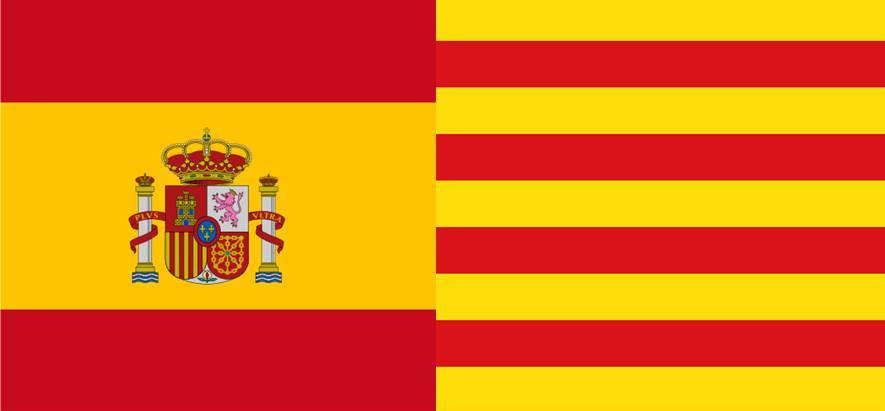 Flags of Spain and Catalonia